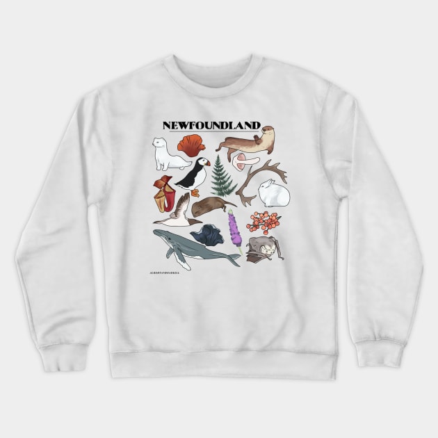 Newfie Wildlife Crewneck Sweatshirt by albertanroadkill